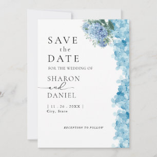 Elegant Blue Hydrangea Watercolor  Save The Date