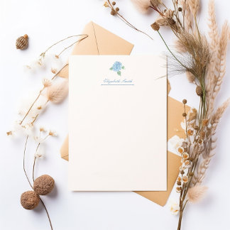 Elegant Blue Hydrangea Watercolor Stationery
