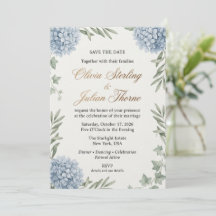 Elegant Blue Hydrangea Watercolor Wedding