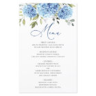 Elegant Blue Hydrangea Wedding Dinner Menu