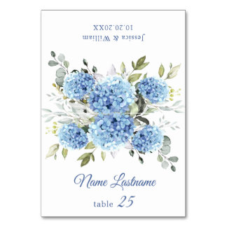Elegant Blue Hydrangea Wedding Escort Card