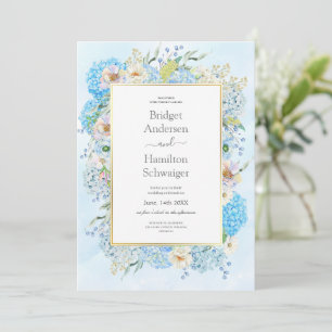 Elegant Blue Hydrangea Wedding Invitation