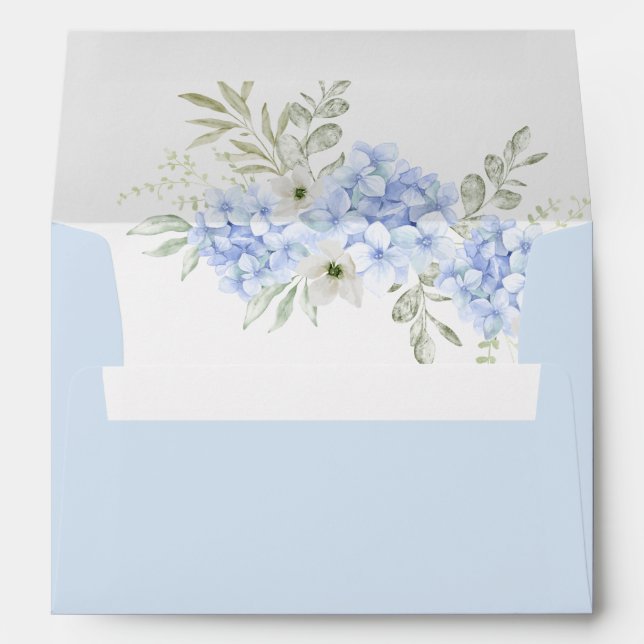 Elegant Blue Hydrangea Wedding Invitation Envelope (Back (Bottom))