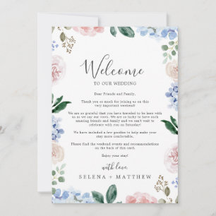Elegant Blue Hydrangea Welcome Letter & Itinerary