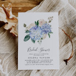 Elegant Blue Hydrangea | White Bridal Shower Invitation<br><div class="desc">This elegant blue hydrangea white bridal shower invitation is perfect for a spring or summer wedding shower. The classic floral design features soft powder blue watercolor hydrangeas accented with neutral blush pink flowers and green leaves.</div>
