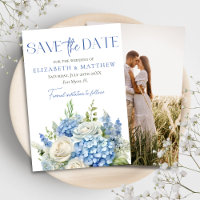 Elegant Blue Hydrangea White Florals Photo Wedding