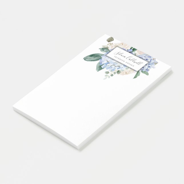 Elegant Blue Hydrangea | White Post-it Notes (Angled)