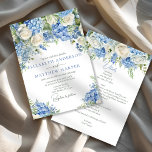 Elegant Blue Hydrangea White Roses Floral Wedding Invitation<br><div class="desc">Elegant floral wedding design with watercolor-painted floral arrangements of blue hydrangea flowers,  greenery,  and white roses.</div>