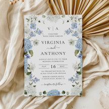 Elegant Blue Hydrangea White Roses Floral Wedding