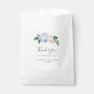 Elegant Blue Hydrangea White Thank You Wedding Favour Bags