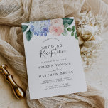 Elegant Blue Hydrangea | White Wedding Reception Invitation<br><div class="desc">This elegant blue hydrangea white wedding reception invitation is perfect for a spring or summer post elopement party. The classic floral design features soft powder blue watercolor hydrangeas accented with neutral blush pink flowers and green leaves. RSVP cards are sold separately, or you can add RSVP info to the back...</div>