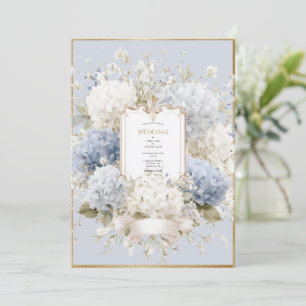 Elegant Blue Hydrangeas Vintage Wedding Invitation