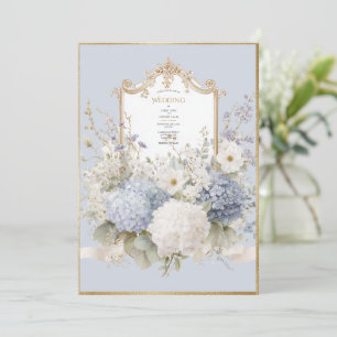 Elegant Blue Hydrangeas Vintage Wedding Invitation
