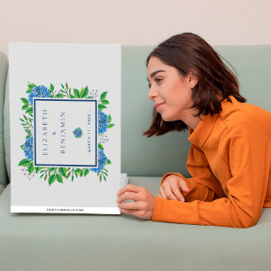 Elegant Blue Hydrangeas Watercolor Wedding Guest Book