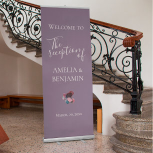 Elegant Blue Hydrangeas Wedding Reception Welcome Retractable Banner