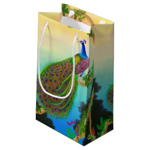 Elegant Blue Indian Peacock Gift Bag