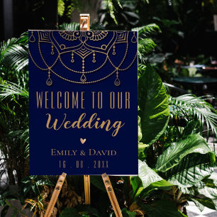 Elegant Blue Indian Tradiational Design Welcome Poster