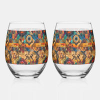 Elegant Blue "Inherited Artistry" Stemless Wine Gl
