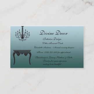 Elegant Blue Interior Design Business Card