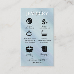 Elegant Blue Iridescent Holographi Jewelry Care Business Card