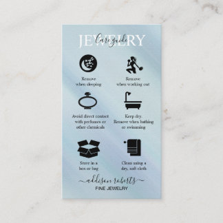 Elegant Blue Iridescent Holographi Jewelry Care Business Card
