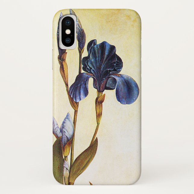 ELEGANT BLUE IRIS FLOWERS Ivory Floral Case-Mate iPhone Case (Back)
