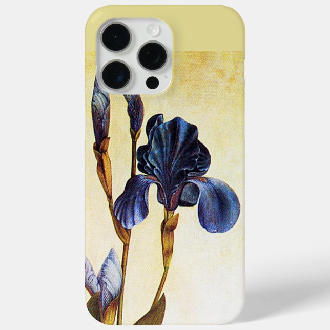 ELEGANT BLUE IRIS FLOWERS Ivory Floral Case-Mate iPhone Case (Back)