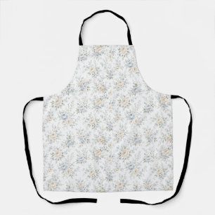 Elegant Blue & Ivory Floral Apron