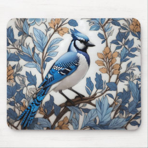 Elegant Blue Jay William Morris Inspired Mouse Mat