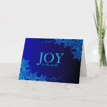 Elegant Blue Joy Snowflake Folded Holiday Card