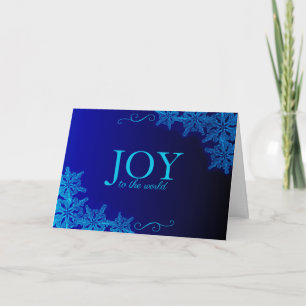 Elegant Blue Joy Snowflake Folded Holiday Card