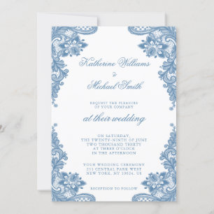 Elegant Blue Lace Wedding Invitations