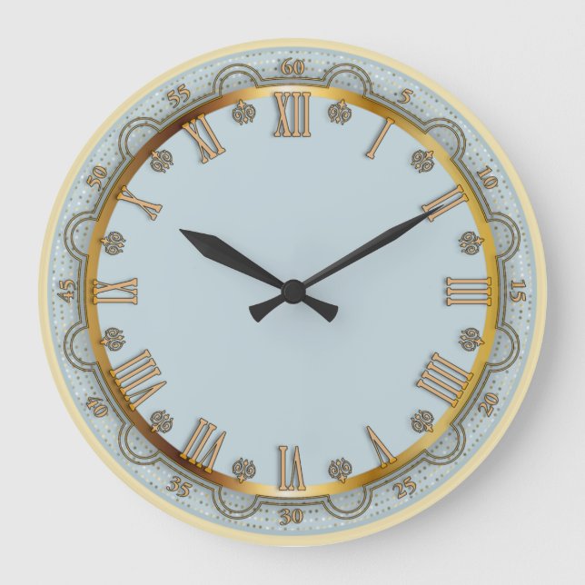 Elegant blue large clock (Front)