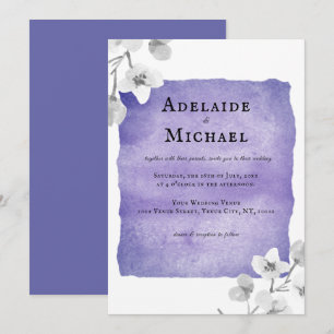 Elegant Blue Lavender Floral Watercolor Wedding Invitation