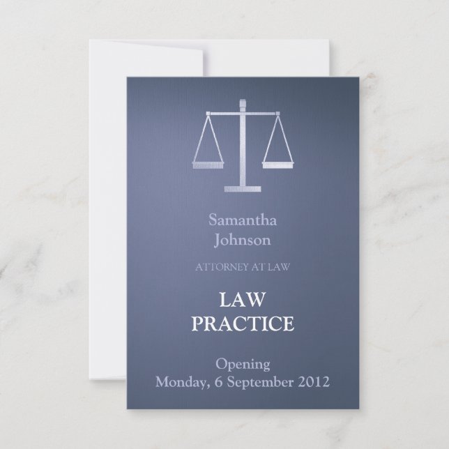 Elegant Blue Law Practice Opening Announcement (Front)
