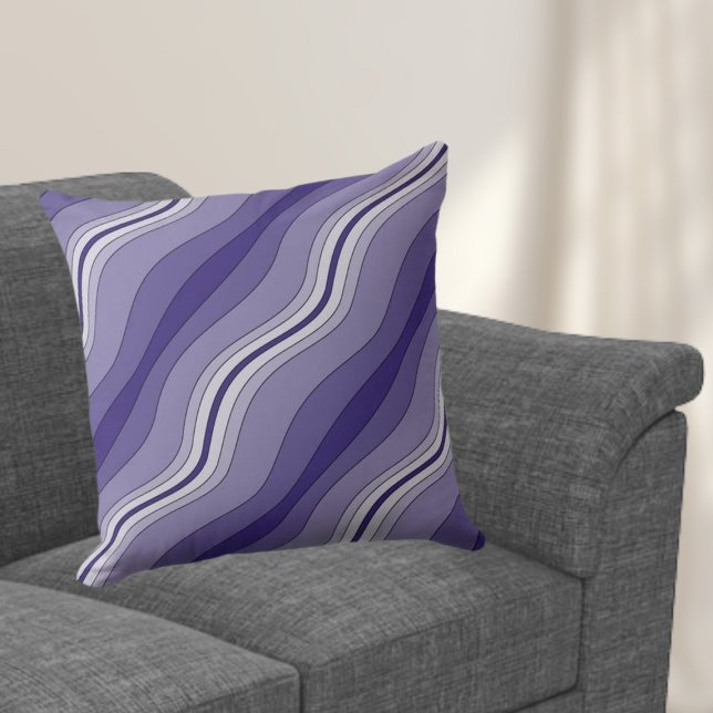 Elegant Blue Layered Lines Pattern Cushion (Elegant Blue Layered Lines Pattern Throw Pillow)