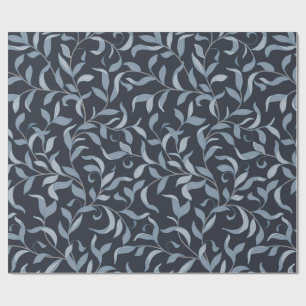 Elegant Blue Leaf William Morris Inspired Wrapping Paper