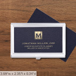 Elegant Blue Leather Gold Initial Logo Business Card Holder<br><div class="desc">Show off your sophistication with this elegant blue leather business card case featuring a luxurious gold initial logo. Perfect for networking events and business meetings, this stylish case is sure to make a lasting impression on clients and colleagues alike. The durable construction and secure snap closure ensure your cards are...</div>