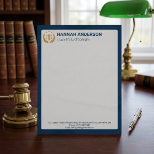 Elegant Blue Leather Look Law Firm Letterhead
