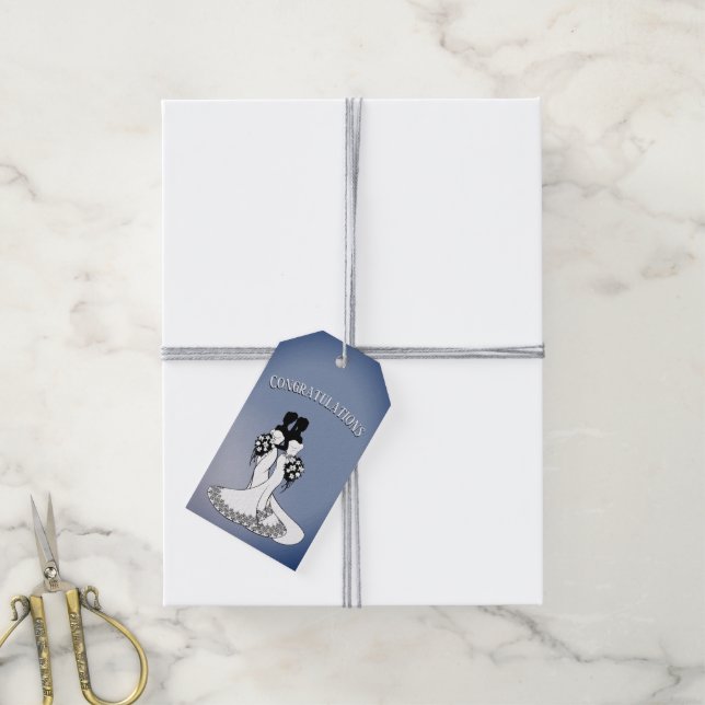 Elegant Blue Lesbian Congratulations Gift Tag (With Twine)