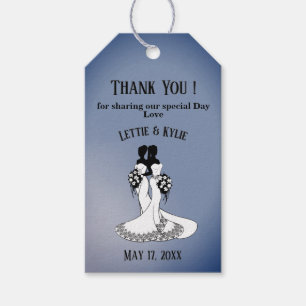Elegant Blue Lesbian Thank You Gift Tag