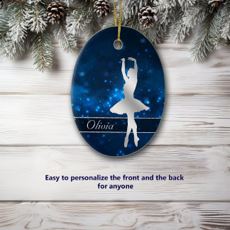 Elegant Blue Lights Silver Ballerina  Ceramic Tree Decoration