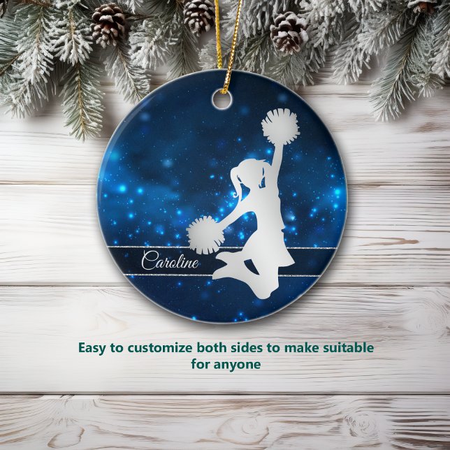 Elegant Blue Lights Silver Cheerleader Metal Tree Decoration (Creator Uploaded)