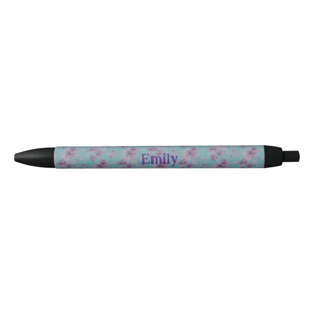 Elegant blue, lilac and purple chinoiserie  black ink pen (Front)