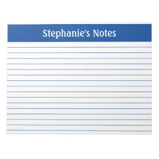 Elegant Blue Lined 11 x 8.5 Landscape Personalised Notepad