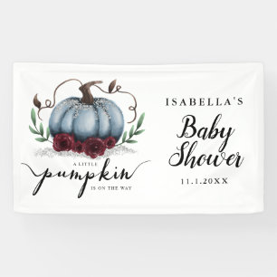 Elegant Blue Little Pumpkin Baby Shower Banner