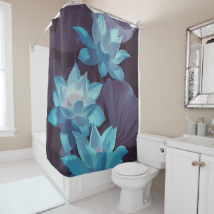 Elegant Blue Lotus Acrylic Artwork   Shower Curtain