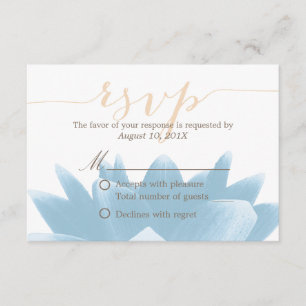 Elegant Blue Lotus Floral Wedding RSVP Rsponse Card