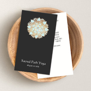 Elegant Blue Lotus Flower Mandala Business Card
