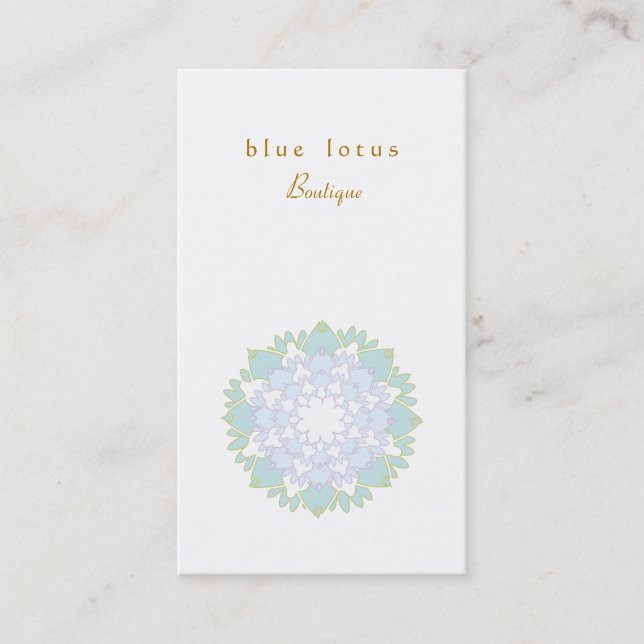 Elegant Blue Lotus Flower Simple Business Card (Front)